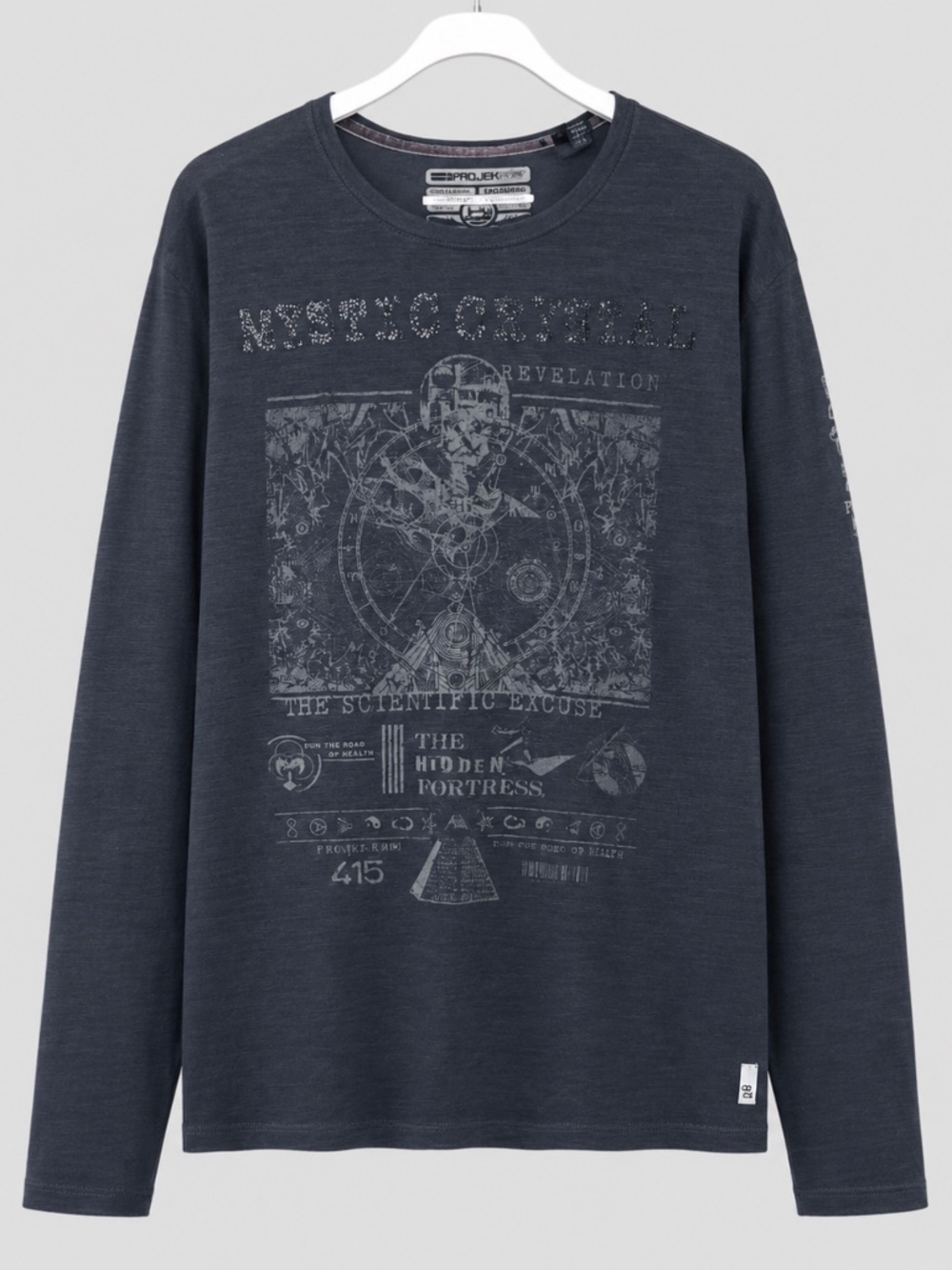 Projek Raw Mystic Crystal Graphic Long Sleeve Shirt XL Charcoal NWT 100% Visco